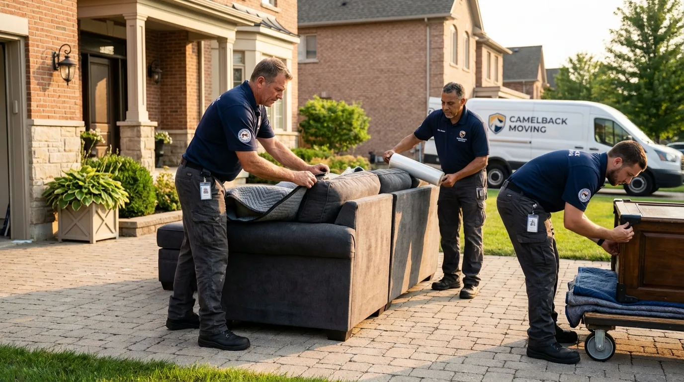 Large estate moving crew wrapping furniture in Manchester, MI